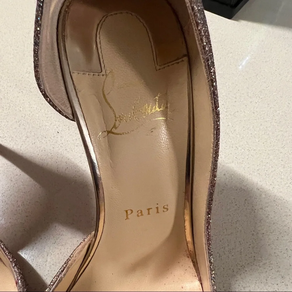 Louboutin Iriza Sparkle 100mm Sz 36.5 - Picture 2 of 7